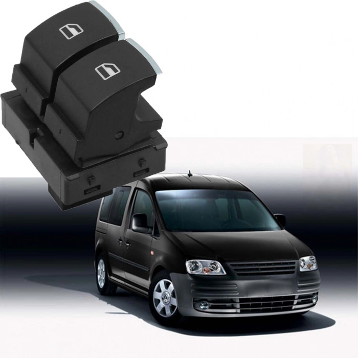 VOLKSWAGEN CADDY SOL İKİLİ CAM DÜĞMESİ ANAHTARI 2003--2009 KROM