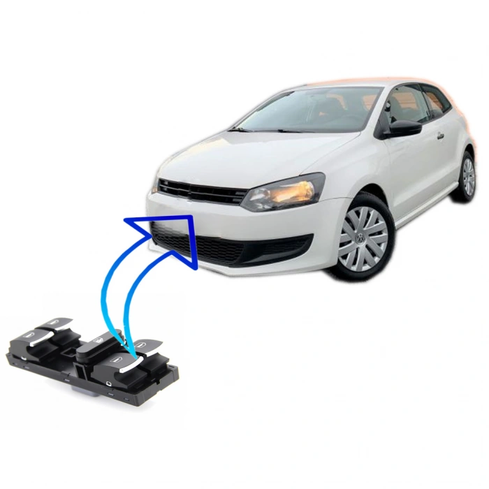 VOLKSWAGEN POLO SOL DÖRTLÜ CAM DÜĞMESİ ANHTARI KROM 2009--2014