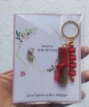 100 Adet Kişiye Özel Kına Hatırası Dağıtmalık Hediyelik Kırmızı Anahtarlık ve Paketlenmiş Kına