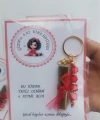 64 Adet Kişiye Özel 6 Ay Kına Hatırası Kırmızı Anahtarlık ve Paketlenmiş Kına Dağıtmalık Hediyelik