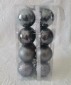 Yılbaşı Ağacı Süsü Gri Toplar 5 cm 4 Model her model 4 er adet toplam kutu içi 16 lı