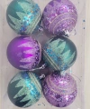 Yılbaşı Ağacı Süsü Mor ve Yeşil Toplar 8 cm Çapında kutu içi 6 Adet