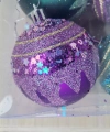 Yılbaşı Ağacı Süsü Mor ve Yeşil Toplar 8 cm Çapında kutu içi 6 Adet