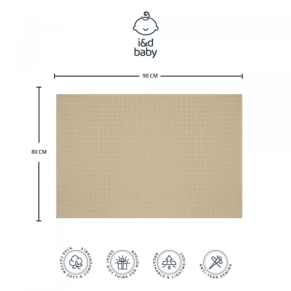 1 Adet Haki Renk 80X90 cm %100 Pamuk Tek Katlı Müslin Kumaş Bebek Örtüsü.