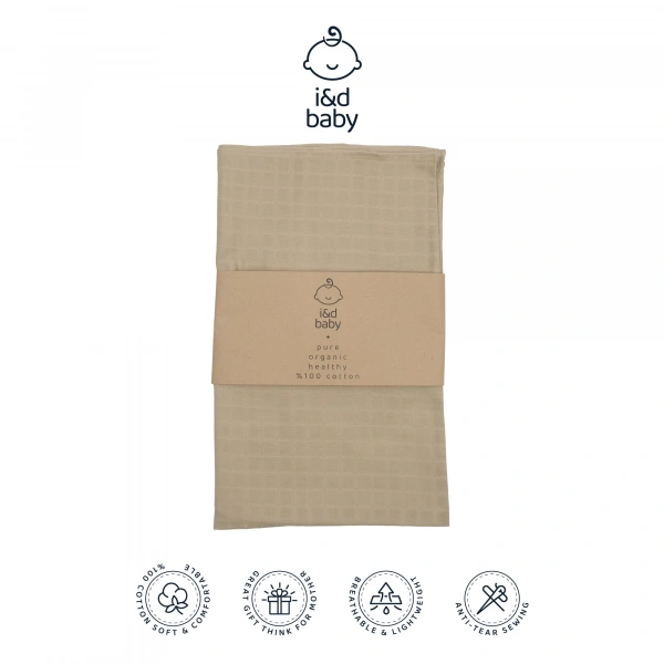 1 Adet Haki Renk 80X90 cm %100 Pamuk Tek Katlı Müslin Kumaş Bebek Örtüsü.