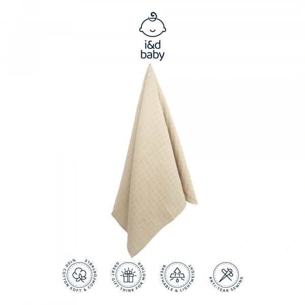 1 Adet Haki Renk 80X90 cm %100 Pamuk Tek Katlı Müslin Kumaş Bebek Örtüsü.