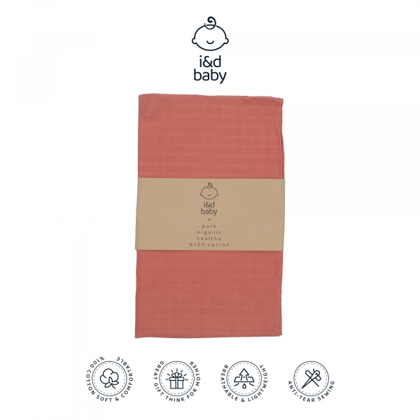 1 Adet Kiremit Renk 100X120 cm %100 Pamuk Tek Katlı Müslin Kumaş Bebek Örtüsü.