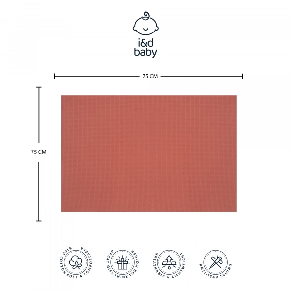 1 Adet Kiremit Renk 75X75 cm %100 Pamuk Tek Katlı Müslin Kumaş Bebek Örtüsü.