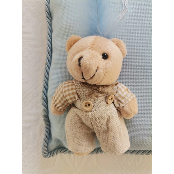 1 Adet Özel Tasarım Mavi Renk Sünnet Takı Yastığı 40 cm Uzunluk 30 cm Genişlik