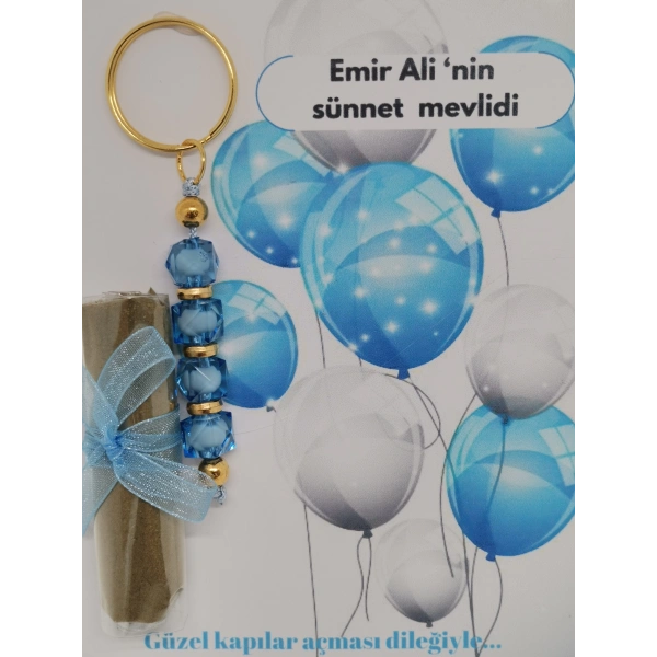 100 Adet Balon Görsel Hazır Paketlenmiş Hediyelik Dağıtmalık Sünnet Kınası ve Anahtarlık