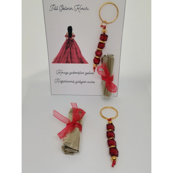 100 Adet Kişiye Özel Tasarım Dağıtmalık Hediyelik Kına ve Anahtarlık Seti