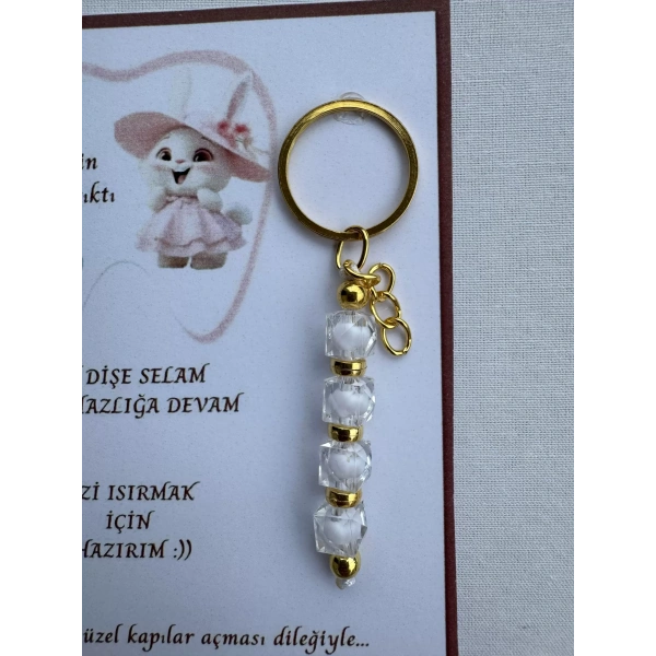 24 Adet Beyaz Renk İsme Özel İlk Dişim Çıktı Diş Partisi Diş Buğdayı Hatırası Hediyelik Anahtarlık