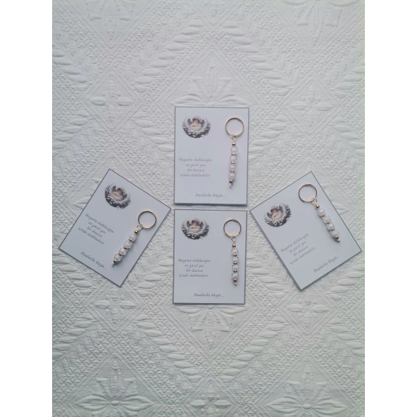 48 Adet Dualarla Büyü Yazılı Hastane,Yeni Doğan, 40 Mevlidi, Dağıtmalık Beyaz Anahtarlık Hediyelik