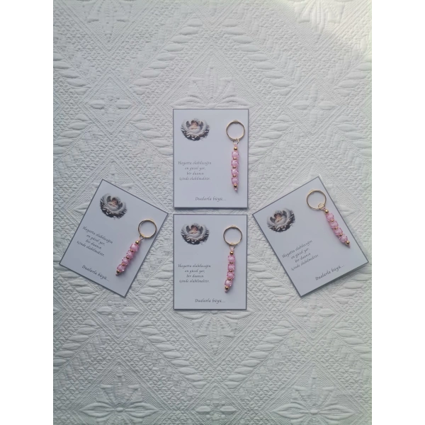 72 Adet Dualarla Büyü Yazılı Hastane,Yeni Doğan, 40 Mevlidi, Dağıtmalık Pembe Anahtarlık Hediyelik