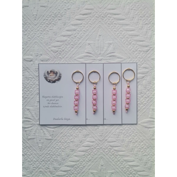 72 Adet Dualarla Büyü Yazılı Hastane,Yeni Doğan, 40 Mevlidi, Dağıtmalık Pembe Anahtarlık Hediyelik