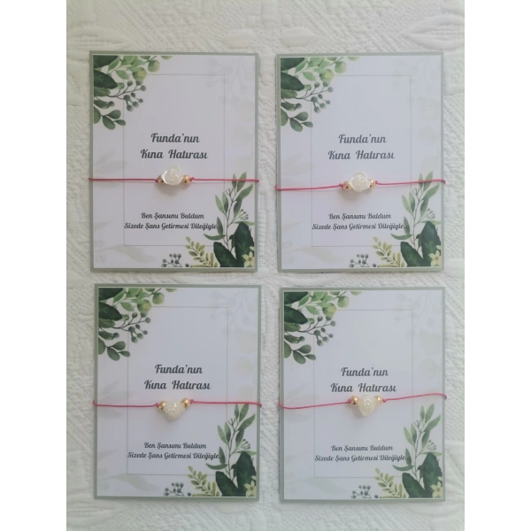 72 Adet Kişiye Özel Gül İnci Model Düğün Nikah Nişan Söz Kına Hatırası Dağıtmalık Hediyelik Bileklik