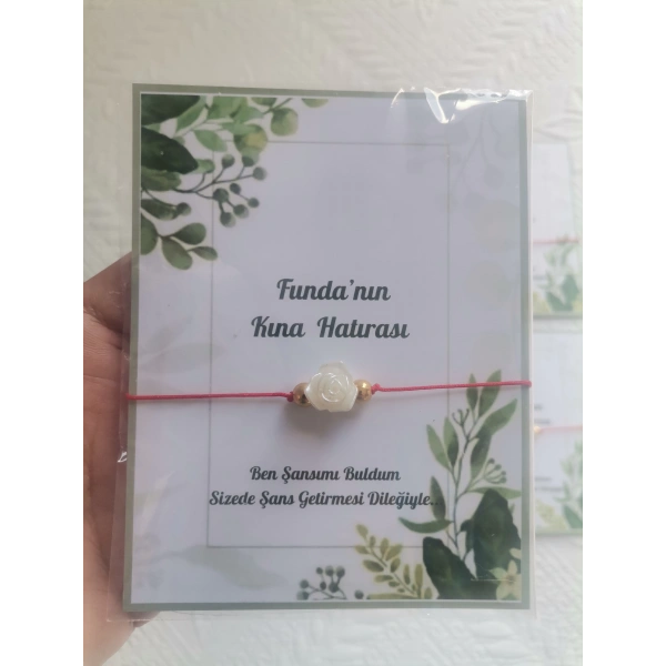 72 Adet Kişiye Özel Gül İnci Model Düğün Nikah Nişan Söz Kına Hatırası Dağıtmalık Hediyelik Bileklik
