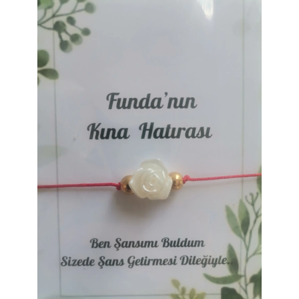 72 Adet Kişiye Özel Gül İnci Model Düğün Nikah Nişan Söz Kına Hatırası Dağıtmalık Hediyelik Bileklik