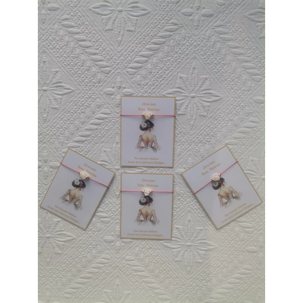 48 Adet Kişiye Özel Gül İnci Model Düğün Nikah Nişan Söz Kına Hatırası Dağıtmalık Hediyelik Bileklik