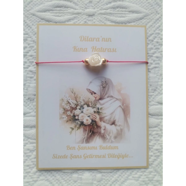 48 Adet Kişiye Özel Gül İnci Model Düğün Nikah Nişan Söz Kına Hatırası Dağıtmalık Hediyelik Bileklik