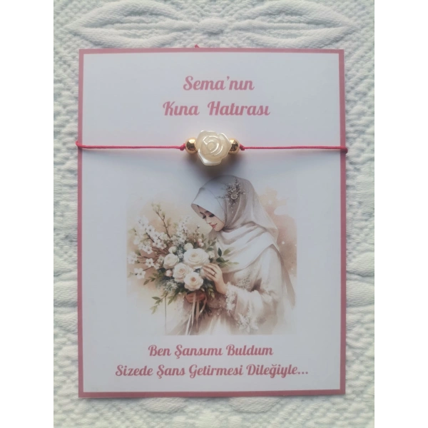 100 Adet Kişiye Özel Gül İnci Model Düğün Nikah Nişan Söz Kına Hatırası Dağıtmalık Hediyelik Bileklik