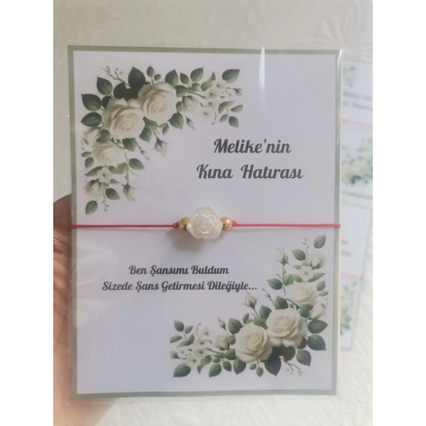 72 Adet Kişiye Özel Gül İnci Model Düğün Nikah Nişan Söz Kına Hatırası Dağıtmalık Hediyelik Bileklik