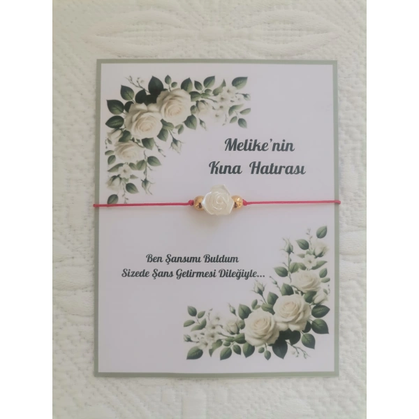 72 Adet Kişiye Özel Gül İnci Model Düğün Nikah Nişan Söz Kına Hatırası Dağıtmalık Hediyelik Bileklik