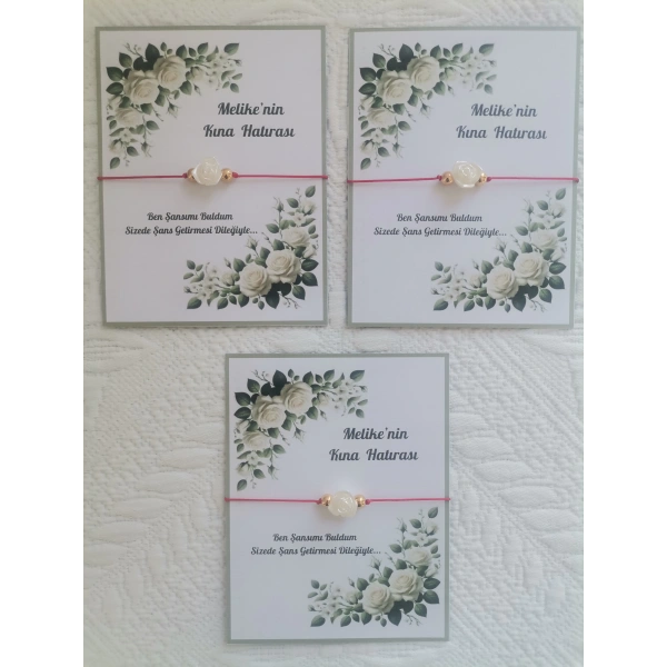 72 Adet Kişiye Özel Gül İnci Model Düğün Nikah Nişan Söz Kına Hatırası Dağıtmalık Hediyelik Bileklik