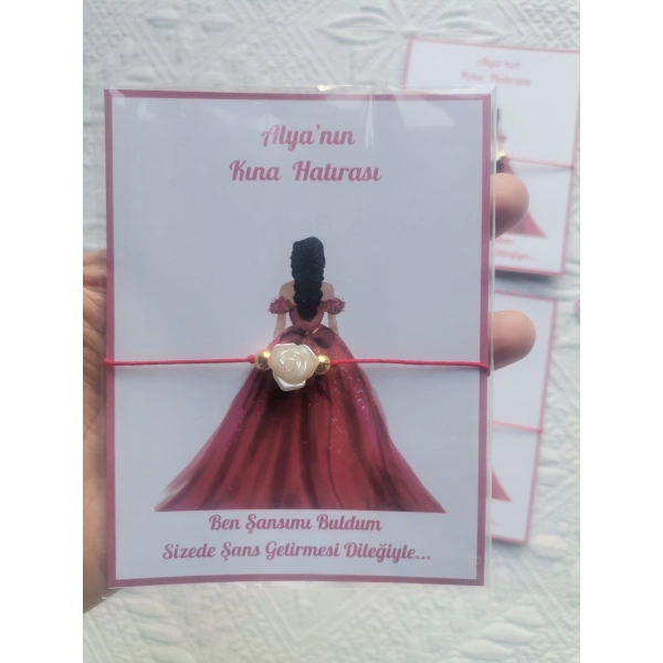 48 Adet Kişiye Özel Gül İnci Model Düğün Nikah Nişan Söz Kına Hatırası Dağıtmalık Hediyelik Bileklik