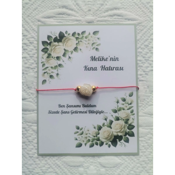 72 Adet Kişiye Özel Gül İnci Model Düğün Nikah Nişan Söz Kına Hatırası Dağıtmalık Hediyelik Bileklik
