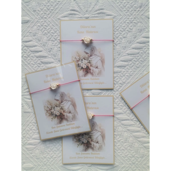 48 Adet Kişiye Özel Gül İnci Model Düğün Nikah Nişan Söz Kına Hatırası Dağıtmalık Hediyelik Bileklik