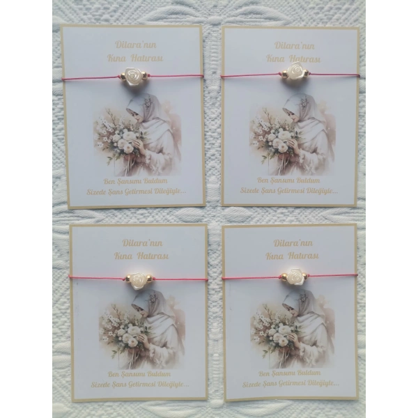 48 Adet Kişiye Özel Gül İnci Model Düğün Nikah Nişan Söz Kına Hatırası Dağıtmalık Hediyelik Bileklik