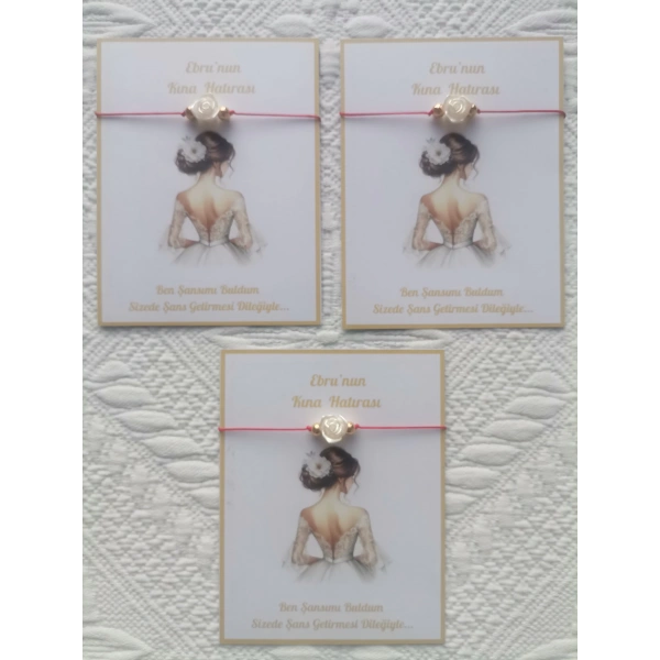 48 Adet Kişiye Özel Gül İnci Model Düğün Nikah Nişan Söz Kına Hatırası Dağıtmalık Hediyelik Bileklik