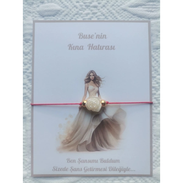 48 Adet Kişiye Özel Gül İnci Model Düğün Nikah Nişan Söz Kına Hatırası Dağıtmalık Hediyelik Bileklik