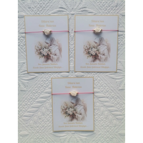 48 Adet Kişiye Özel Gül İnci Model Düğün Nikah Nişan Söz Kına Hatırası Dağıtmalık Hediyelik Bileklik