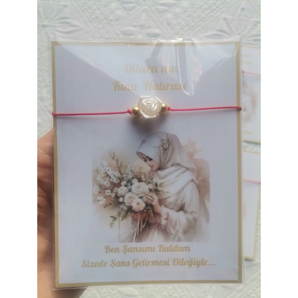 48 Adet Kişiye Özel Gül İnci Model Düğün Nikah Nişan Söz Kına Hatırası Dağıtmalık Hediyelik Bileklik