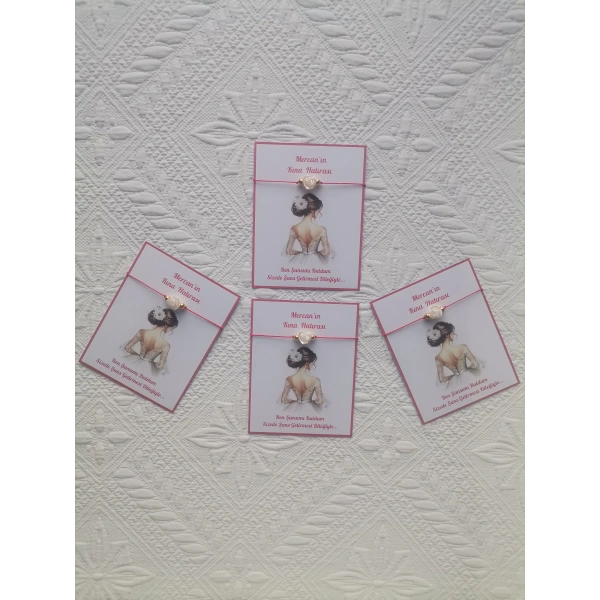 48 Adet Kişiye Özel Gül İnci Model Düğün Nikah Nişan Söz Kına Hatırası Dağıtmalık Hediyelik Bileklik