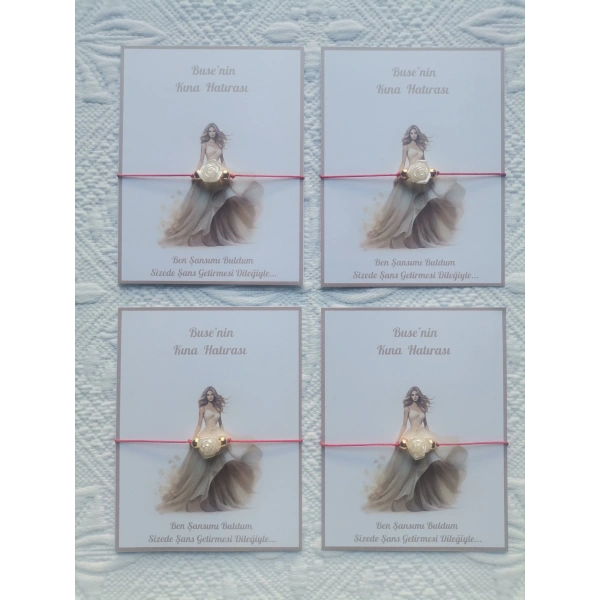 48 Adet Kişiye Özel Gül İnci Model Düğün Nikah Nişan Söz Kına Hatırası Dağıtmalık Hediyelik Bileklik