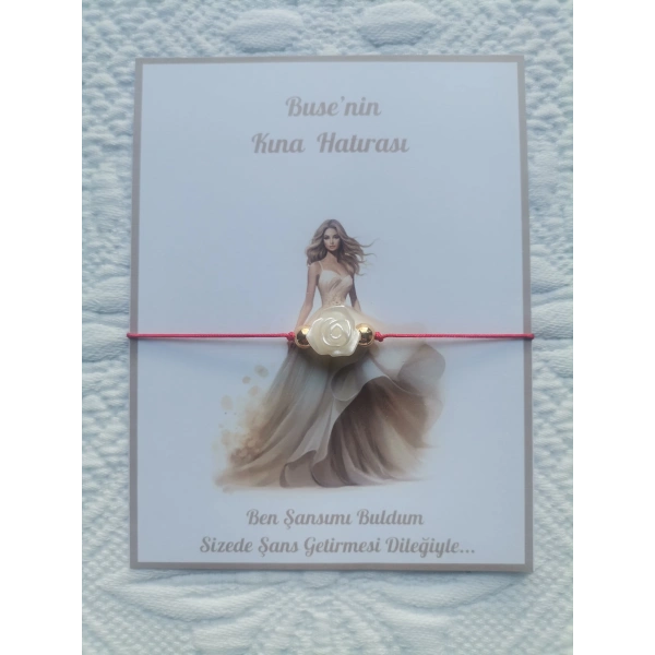 48 Adet Kişiye Özel Gül İnci Model Düğün Nikah Nişan Söz Kına Hatırası Dağıtmalık Hediyelik Bileklik