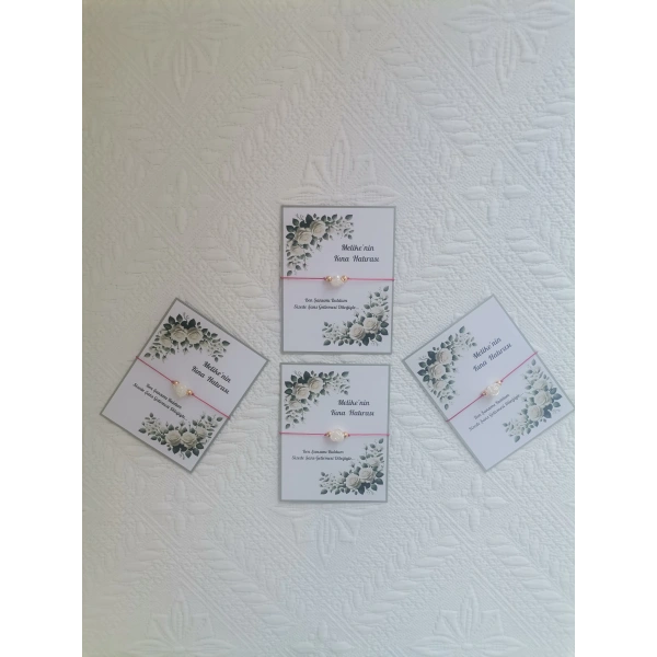 72 Adet Kişiye Özel Gül İnci Model Düğün Nikah Nişan Söz Kına Hatırası Dağıtmalık Hediyelik Bileklik