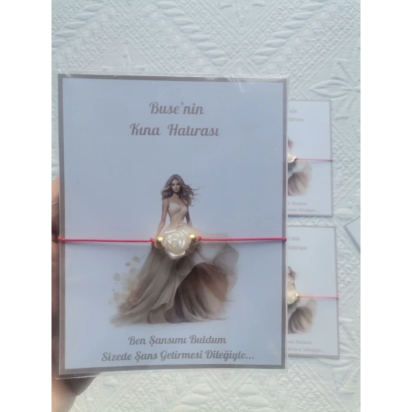 48 Adet Kişiye Özel Gül İnci Model Düğün Nikah Nişan Söz Kına Hatırası Dağıtmalık Hediyelik Bileklik