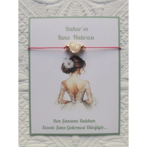 24 Adet Kişiye Özel Gül İnci Model Düğün Nikah Nişan Söz Kına Hatırası Dağıtmalık Hediyelik Bileklik