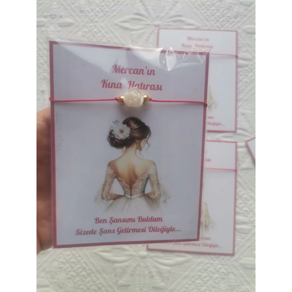 48 Adet Kişiye Özel Gül İnci Model Düğün Nikah Nişan Söz Kına Hatırası Dağıtmalık Hediyelik Bileklik