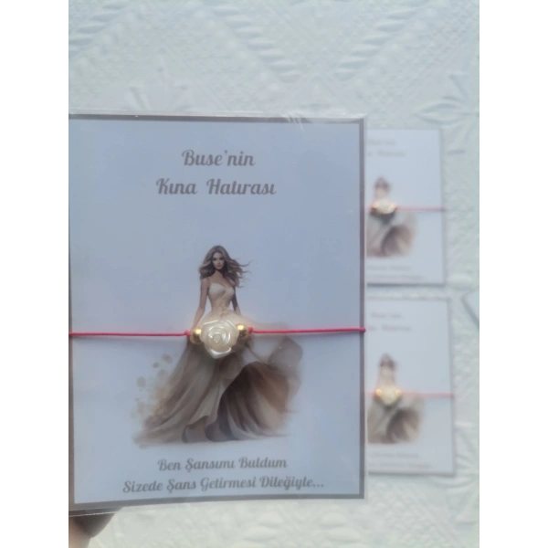 48 Adet Kişiye Özel Gül İnci Model Düğün Nikah Nişan Söz Kına Hatırası Dağıtmalık Hediyelik Bileklik