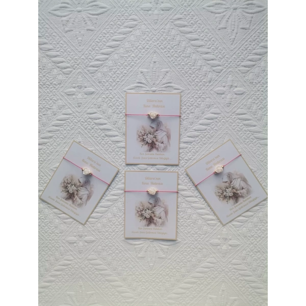 48 Adet Kişiye Özel Gül İnci Model Düğün Nikah Nişan Söz Kına Hatırası Dağıtmalık Hediyelik Bileklik