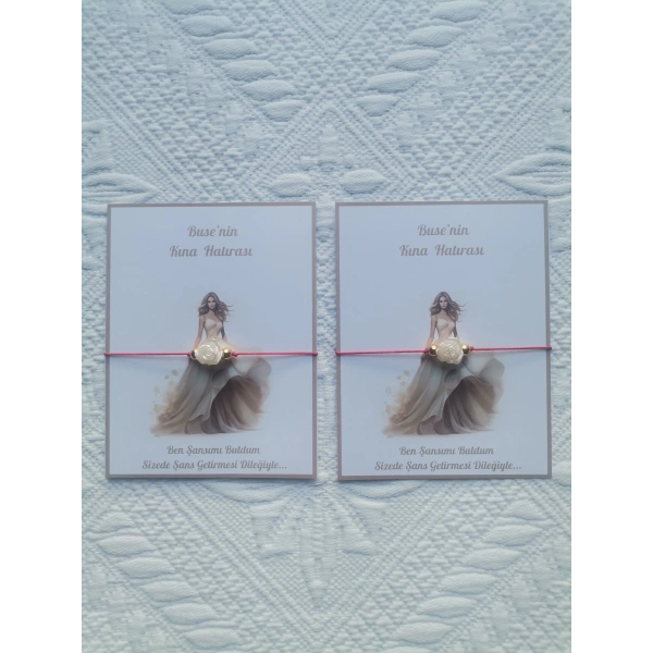 48 Adet Kişiye Özel Gül İnci Model Düğün Nikah Nişan Söz Kına Hatırası Dağıtmalık Hediyelik Bileklik