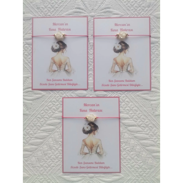 48 Adet Kişiye Özel Gül İnci Model Düğün Nikah Nişan Söz Kına Hatırası Dağıtmalık Hediyelik Bileklik