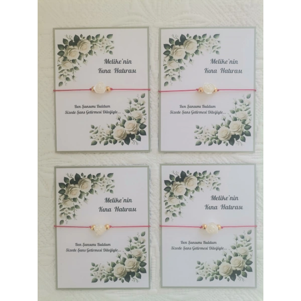 72 Adet Kişiye Özel Gül İnci Model Düğün Nikah Nişan Söz Kına Hatırası Dağıtmalık Hediyelik Bileklik