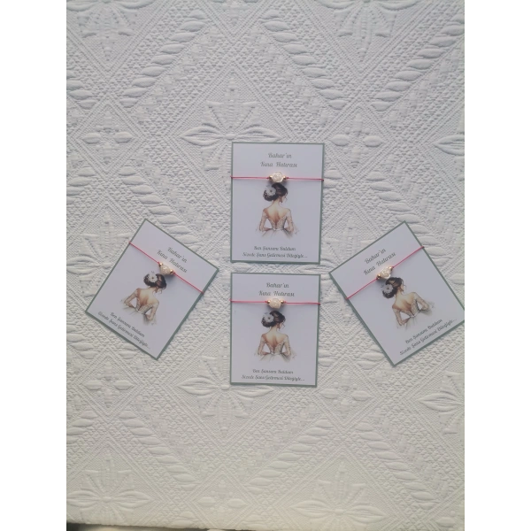 24 Adet Kişiye Özel Gül İnci Model Düğün Nikah Nişan Söz Kına Hatırası Dağıtmalık Hediyelik Bileklik