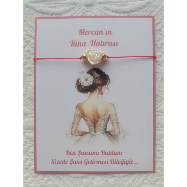 48 Adet Kişiye Özel Gül İnci Model Düğün Nikah Nişan Söz Kına Hatırası Dağıtmalık Hediyelik Bileklik